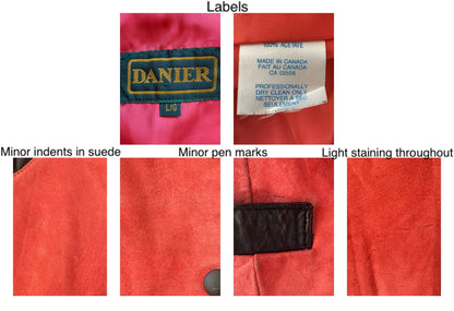 90s vintage danier coral hot pink suede leather button up vest