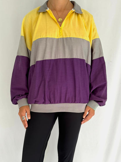 90s vintage multicolor graphic striped long sleeved sweater top