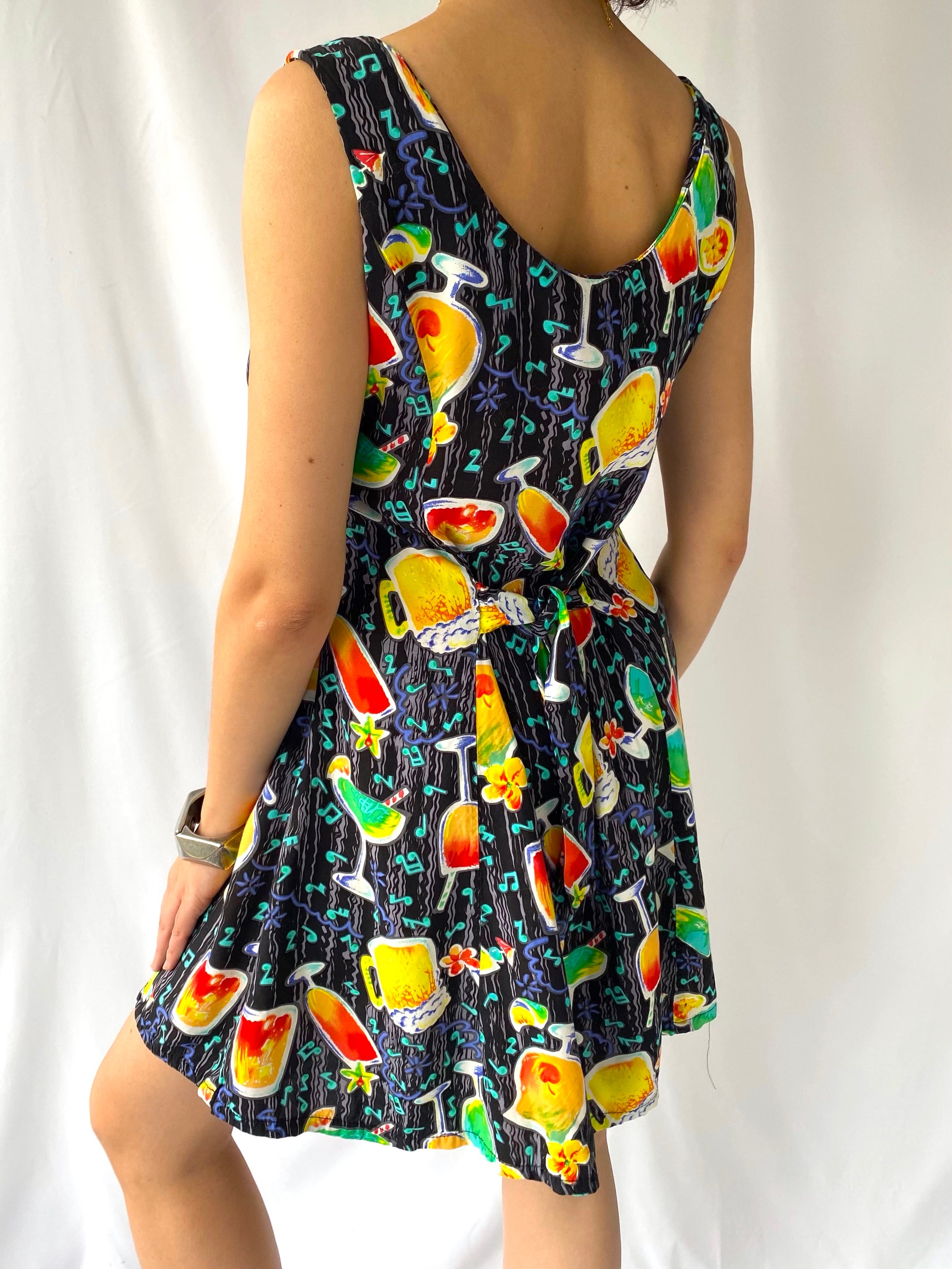 90s vintage colorful vacation print mini dress