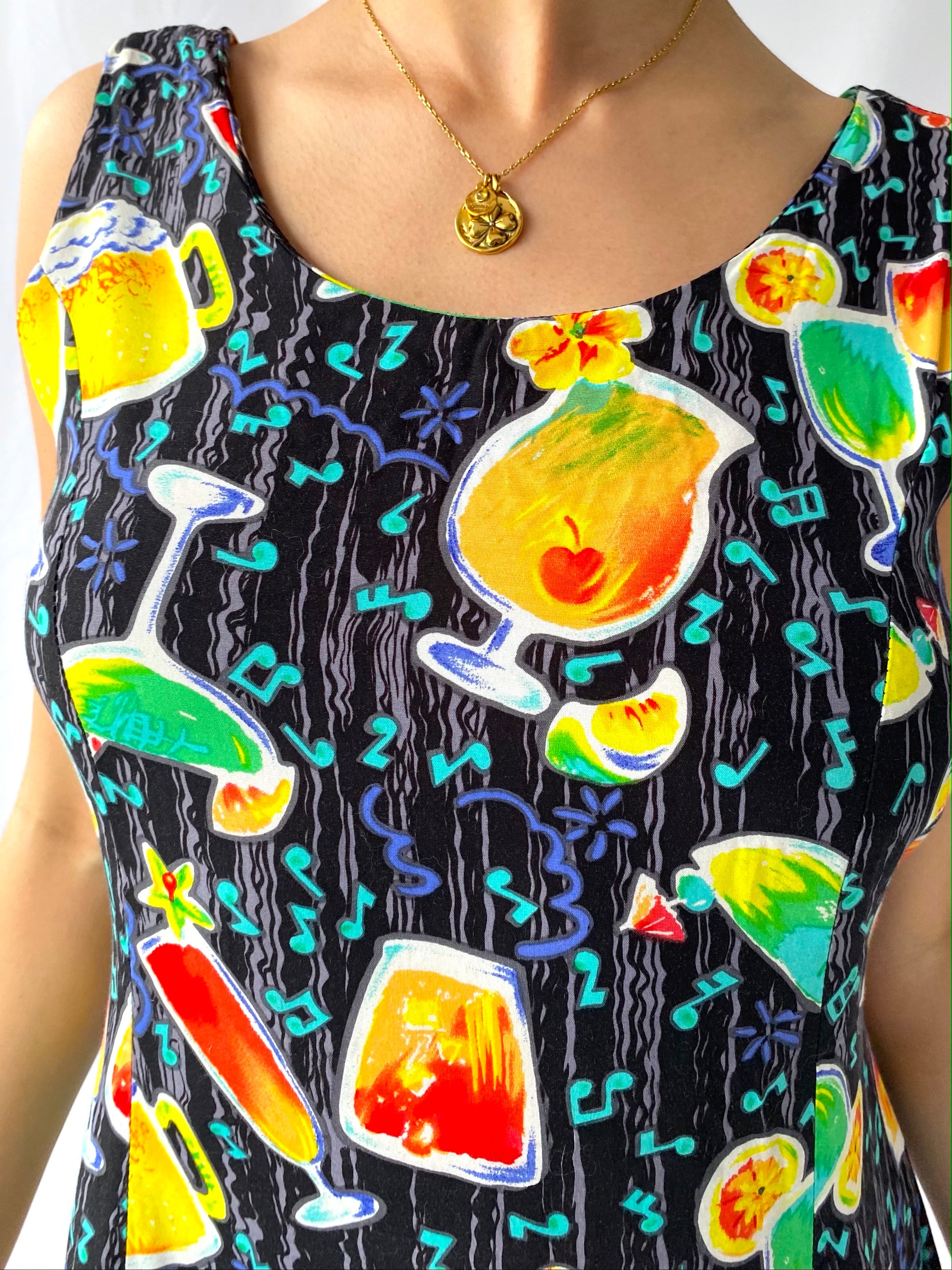 90s vintage colorful vacation print mini dress