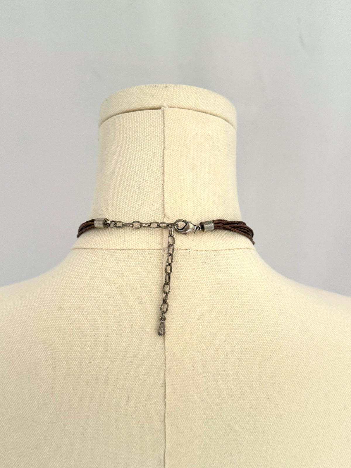 vintage large silver swirl pendant cord rope short choker necklace