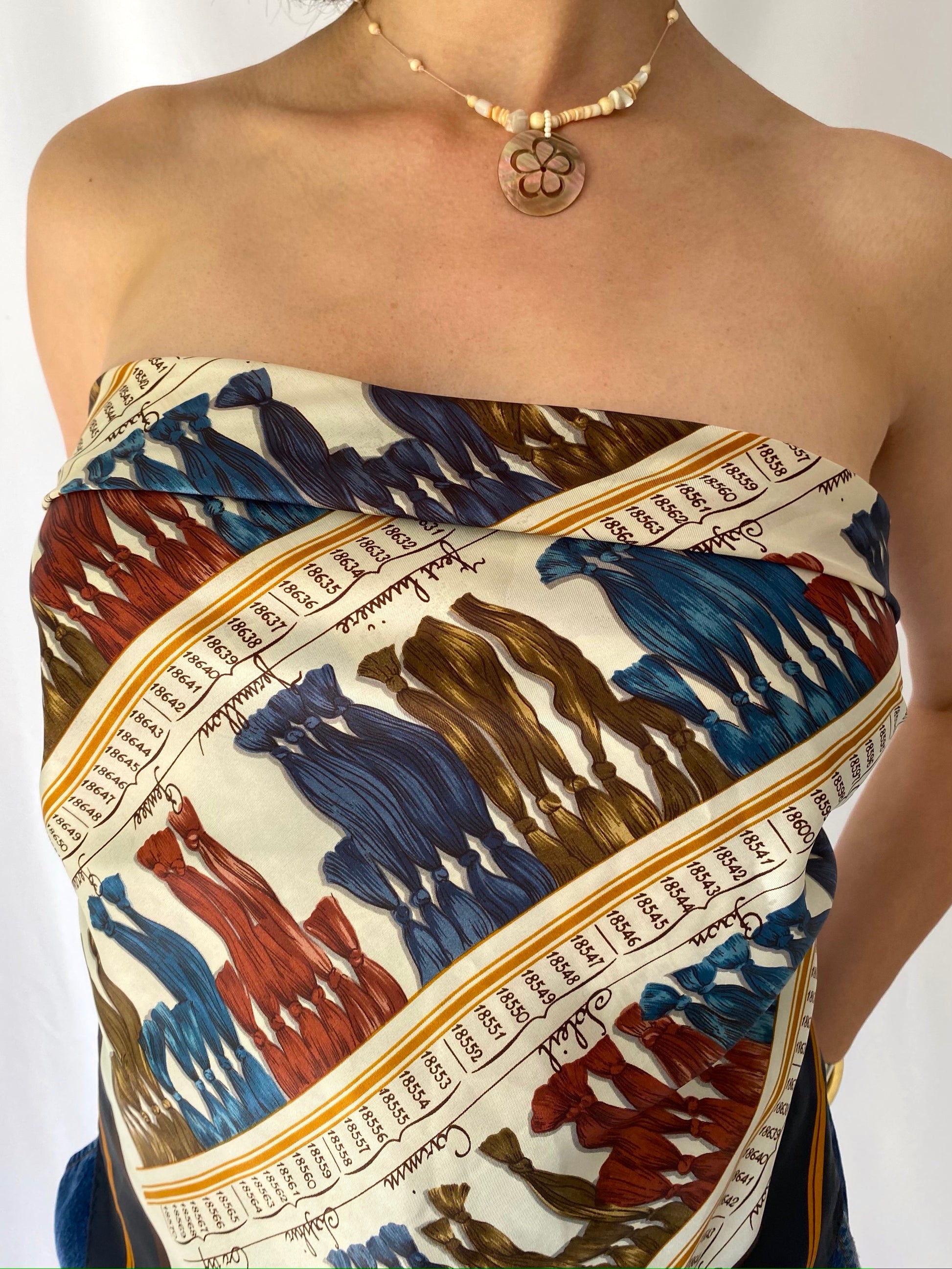 70s vintage navy multicolor abstract large silky square scarf