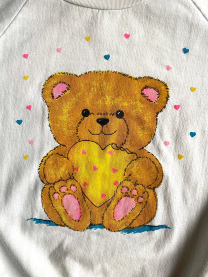 80s 90s vintage pastel teddy bear pullover sweater – extra small, small