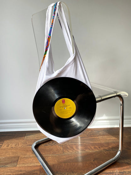vintage music vinyl record art tote bag