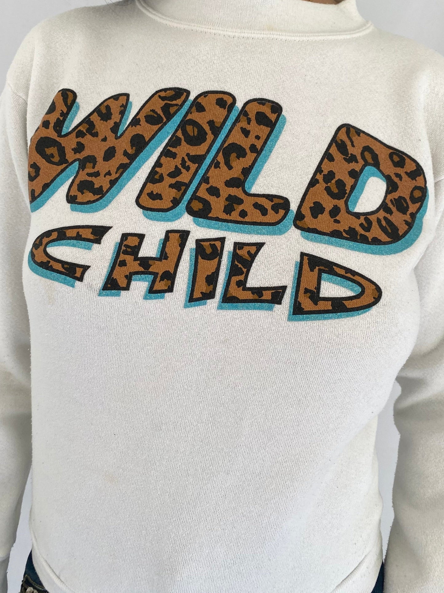 90s vintage WILD CHILD graphic pullover sweater – extra small | sassy spellout crewneck sweatshirt