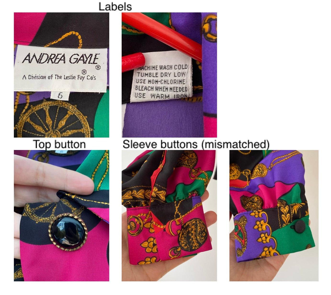 80s vintage colorful abstract cropped button up blouse