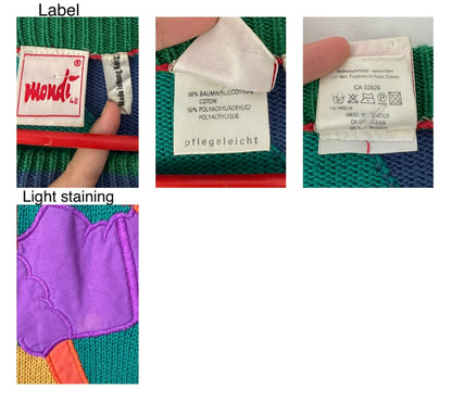 80s vintage multicolor novelty gymnast print knit sweater
