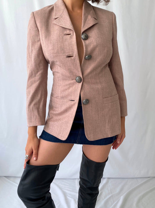 90s vintage pink versus versace blazer – small, medium | Gianni Versace button up jacket made in italy