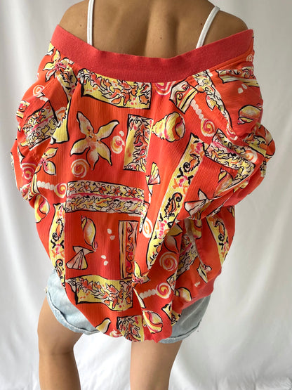 90s vintage coral pink seashell bomber jacket – medium, large