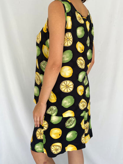 80s vintage lemon lime print tank top shorts matching set – medium, large | fruits two piece coord set