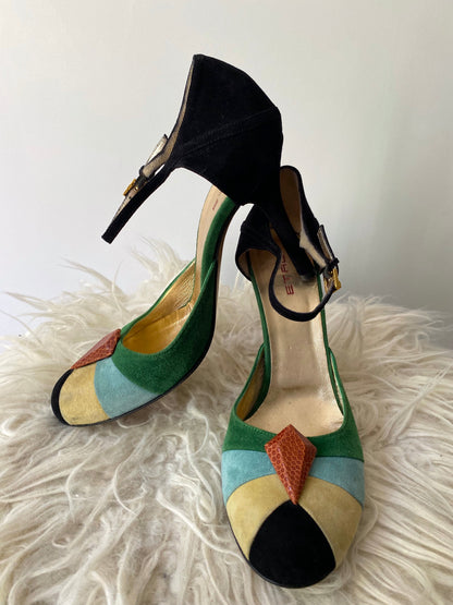 Etro multicolor suede color block heels – womens US 8.5 EUR 39