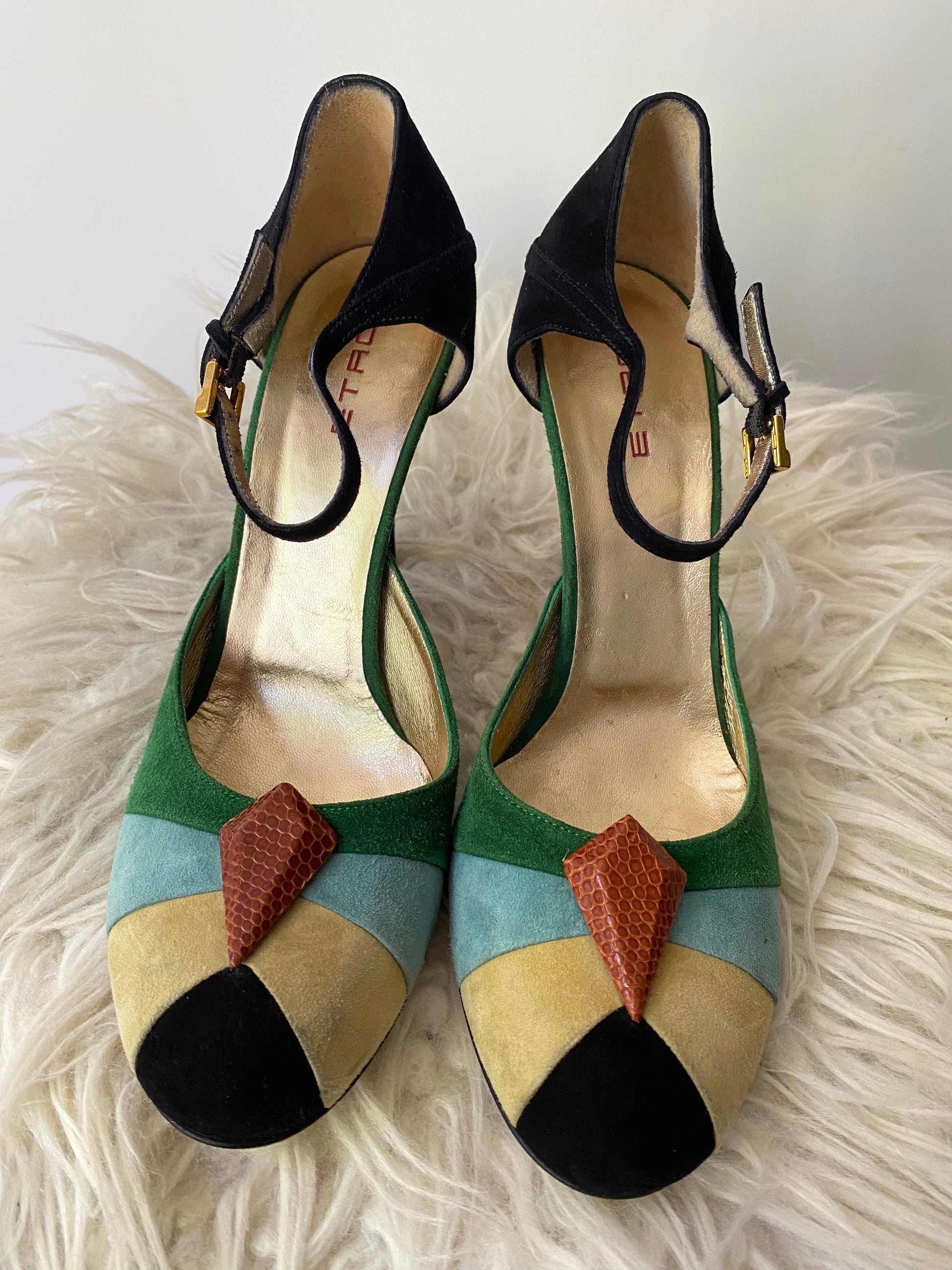Etro multicolor suede color block heels – womens US 8.5 EUR 39