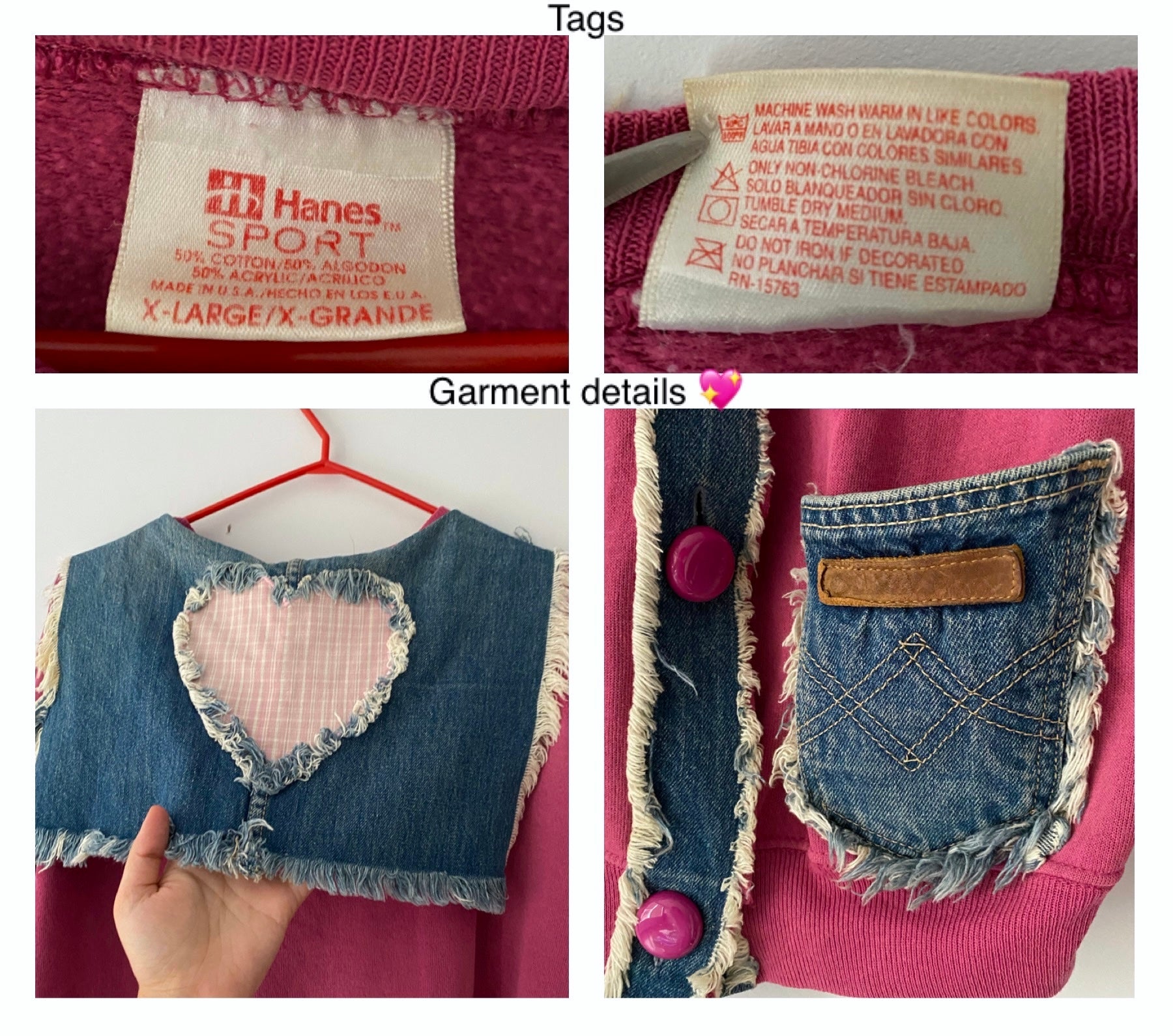 90s vintage pink blue denim sailor collar sweater cardigan