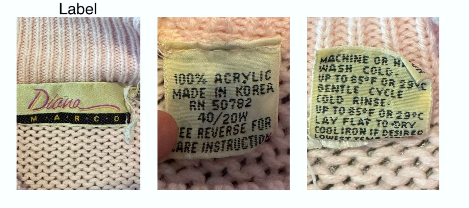 80s vintage pastel novelty cheerleader chunky knit sweater
