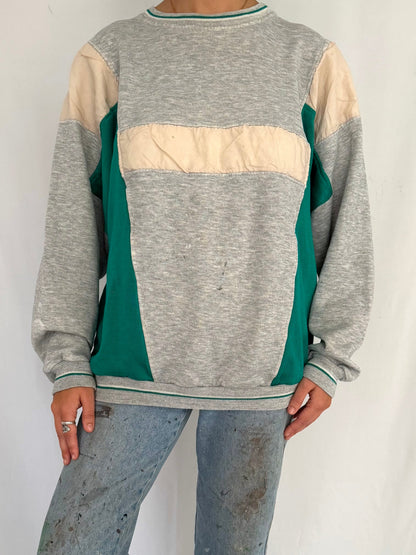 80s vintage multicolor colorblock retro graphic crewneck pullover sweatshirt