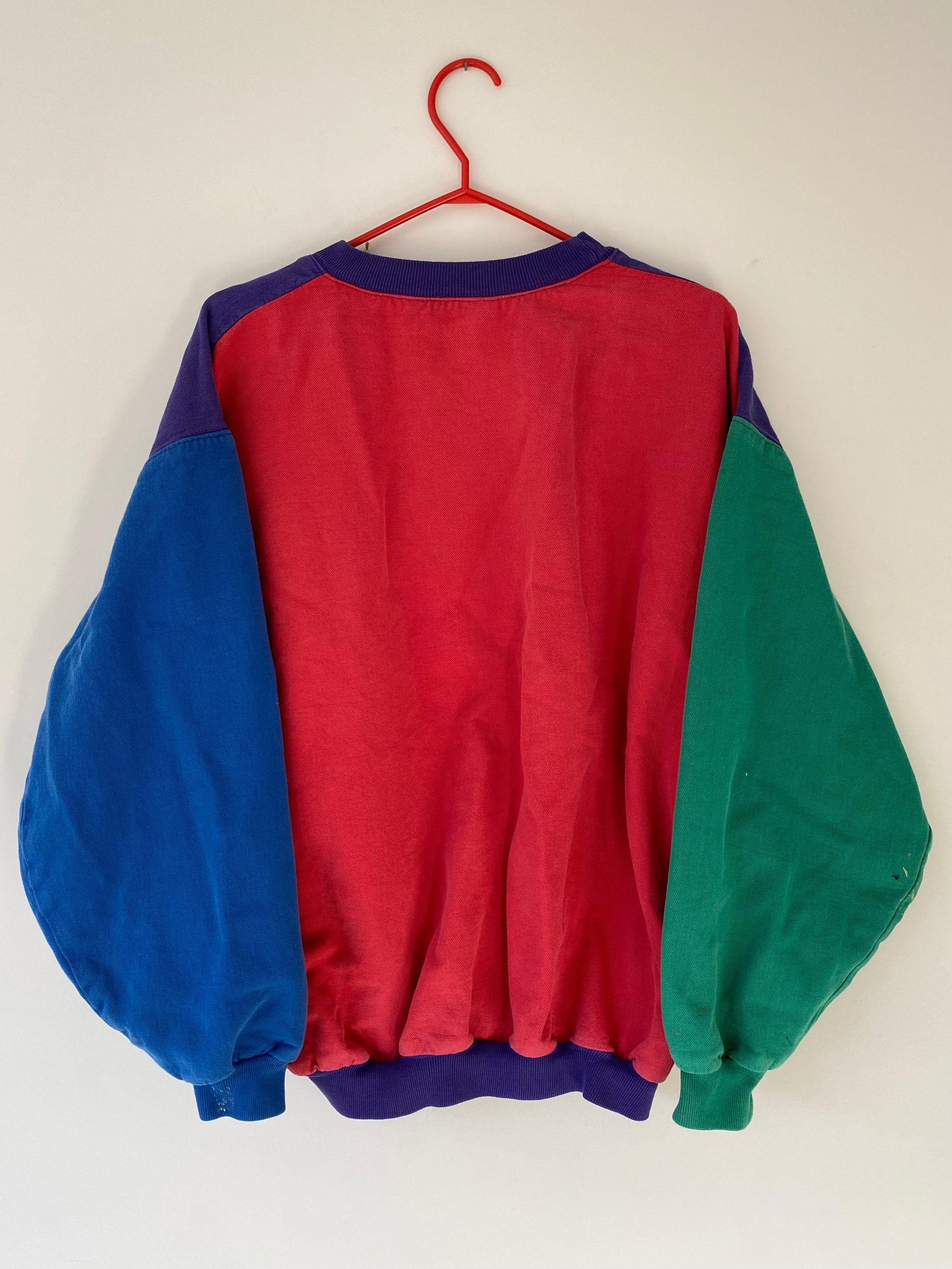 90s vintage rainbow contrast colorblock retro graphic pullover sweatshirt