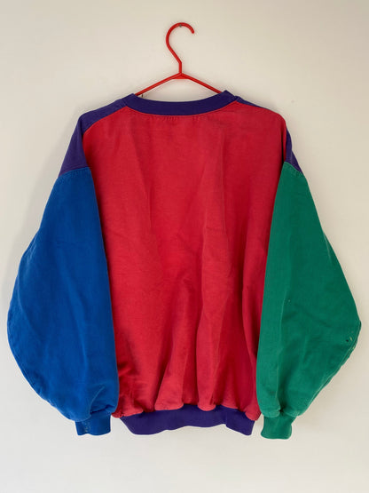 90s vintage rainbow contrast colorblock retro graphic pullover sweatshirt