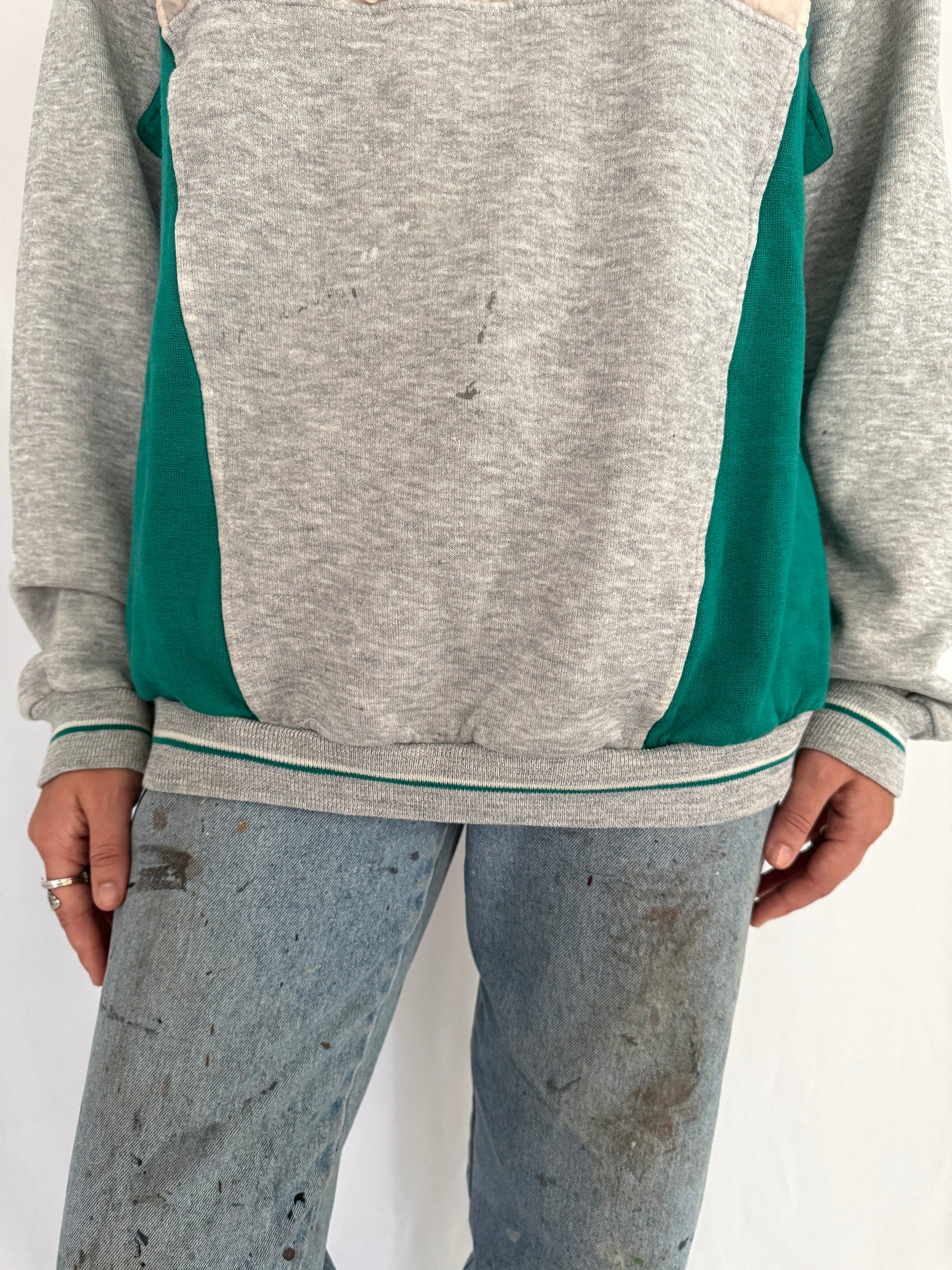 80s vintage multicolor colorblock retro graphic crewneck pullover sweatshirt