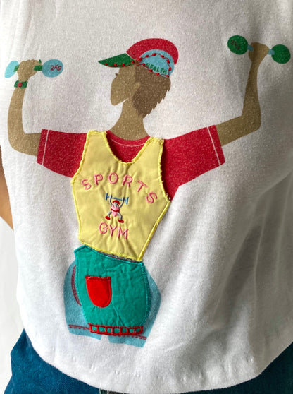 90s vintage white novelty athletic cartoon short sleeved tee shirt