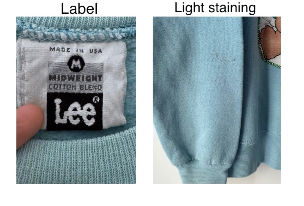 90s vintage blue colorful teddy bear christmas tree pullover sweater