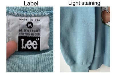 90s vintage blue colorful teddy bear christmas tree pullover sweater