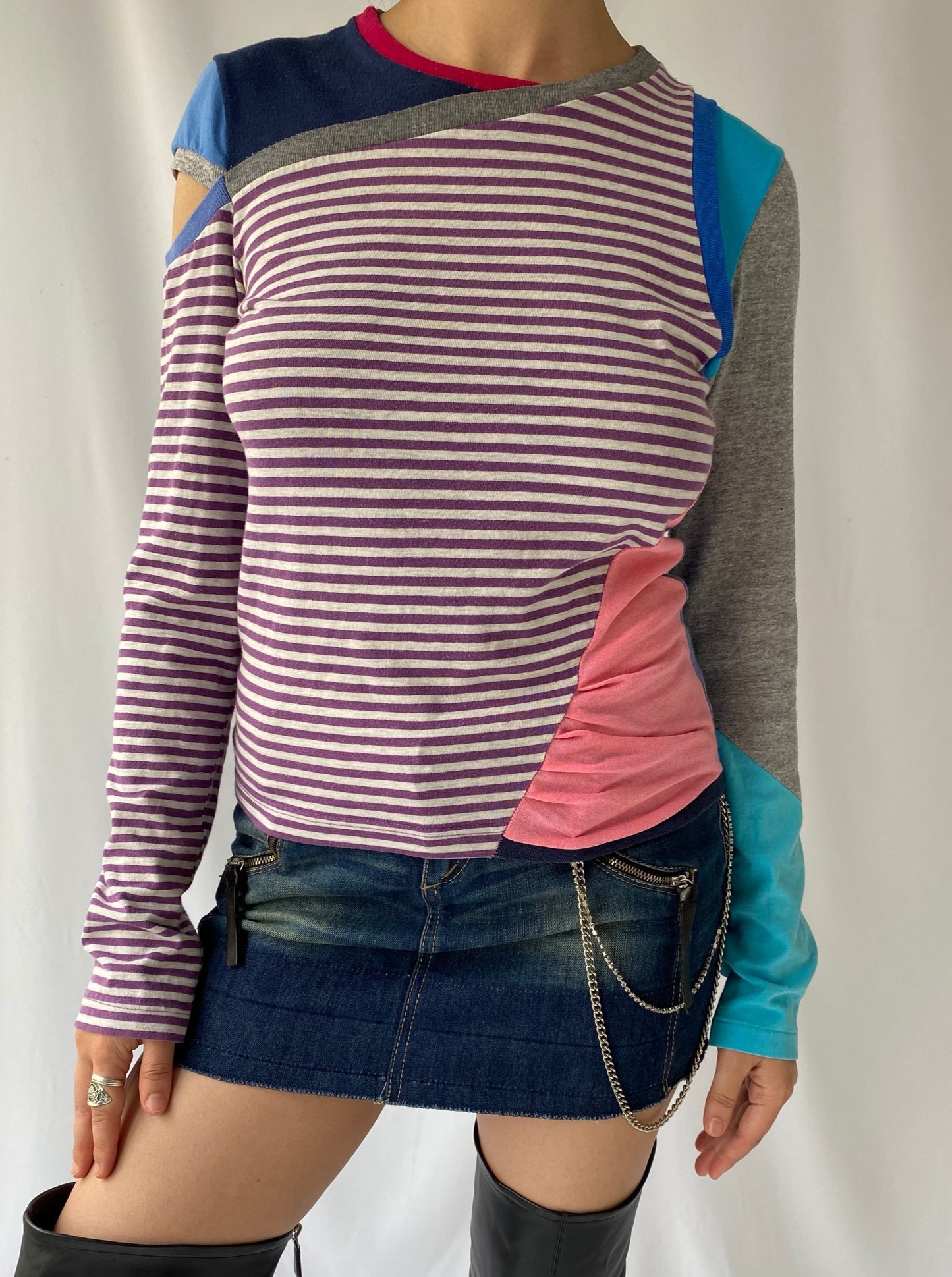 y2k vintage multicolor patchwork long sleeved tee shirt 