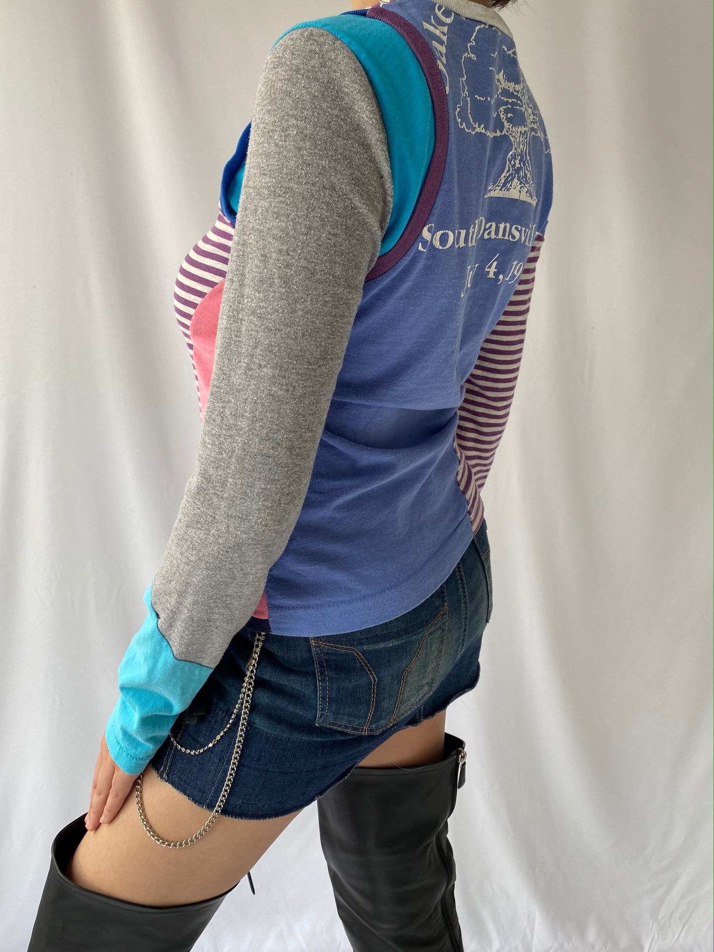y2k vintage multicolor patchwork long sleeved tee shirt 