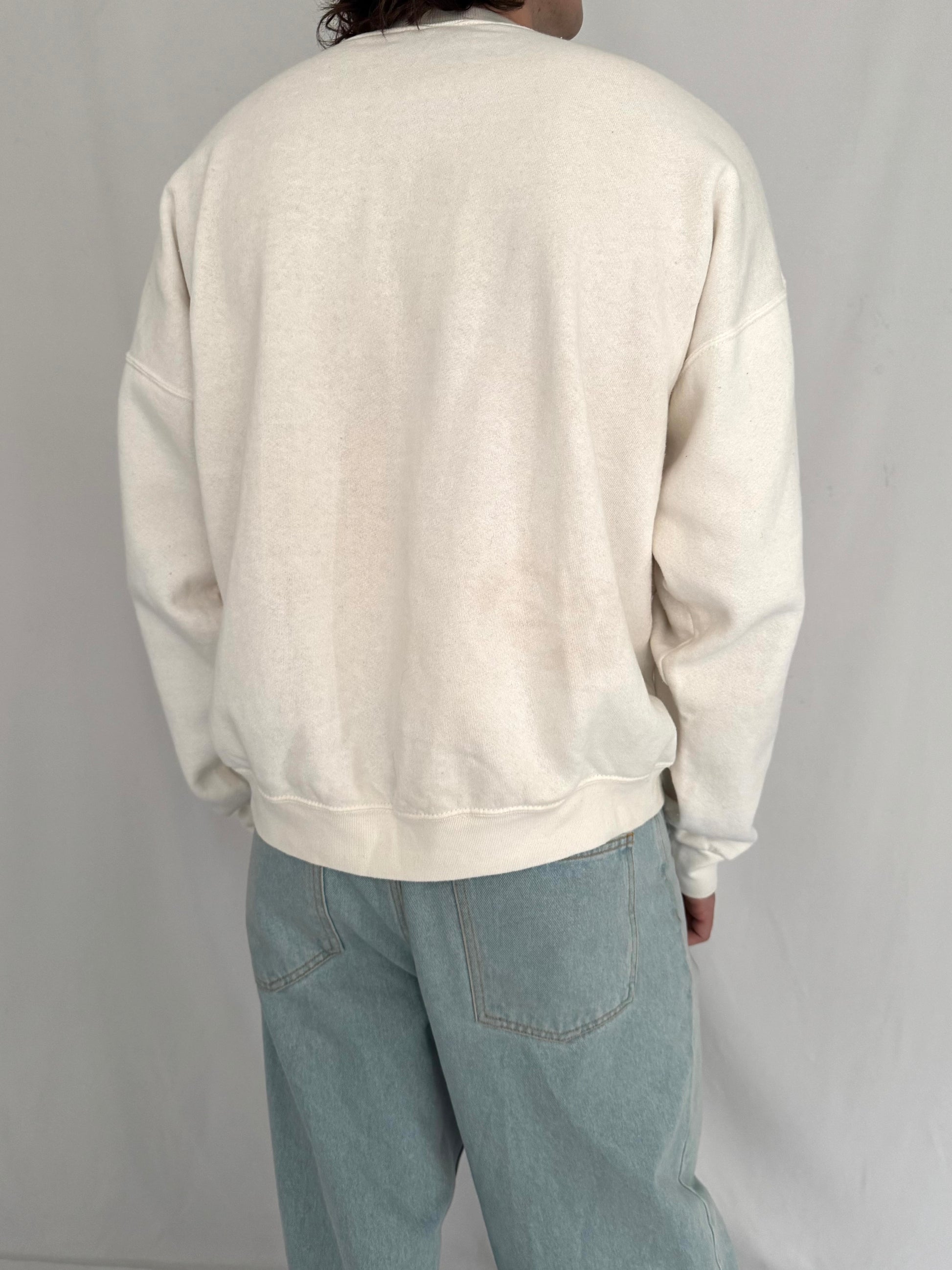 90s vintage white jesus religious graphic crewneck pullover sweater
