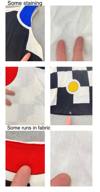 60s 70s vintage multicolor abstract geometric midi dress 