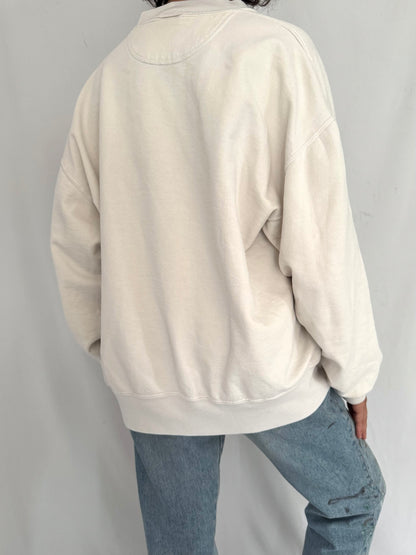 90s vintage colorful retro bowling pins tournament faded graphic pullover sweater