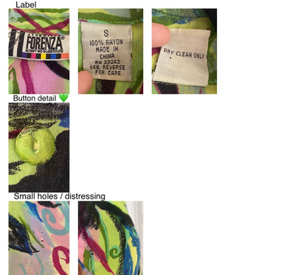 90s vintage multicolor watercolor print button up tunic – small, medium