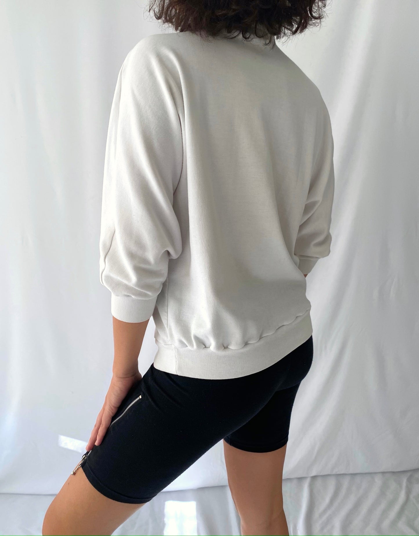 80s vintage white colorful sunflower pullover sweater