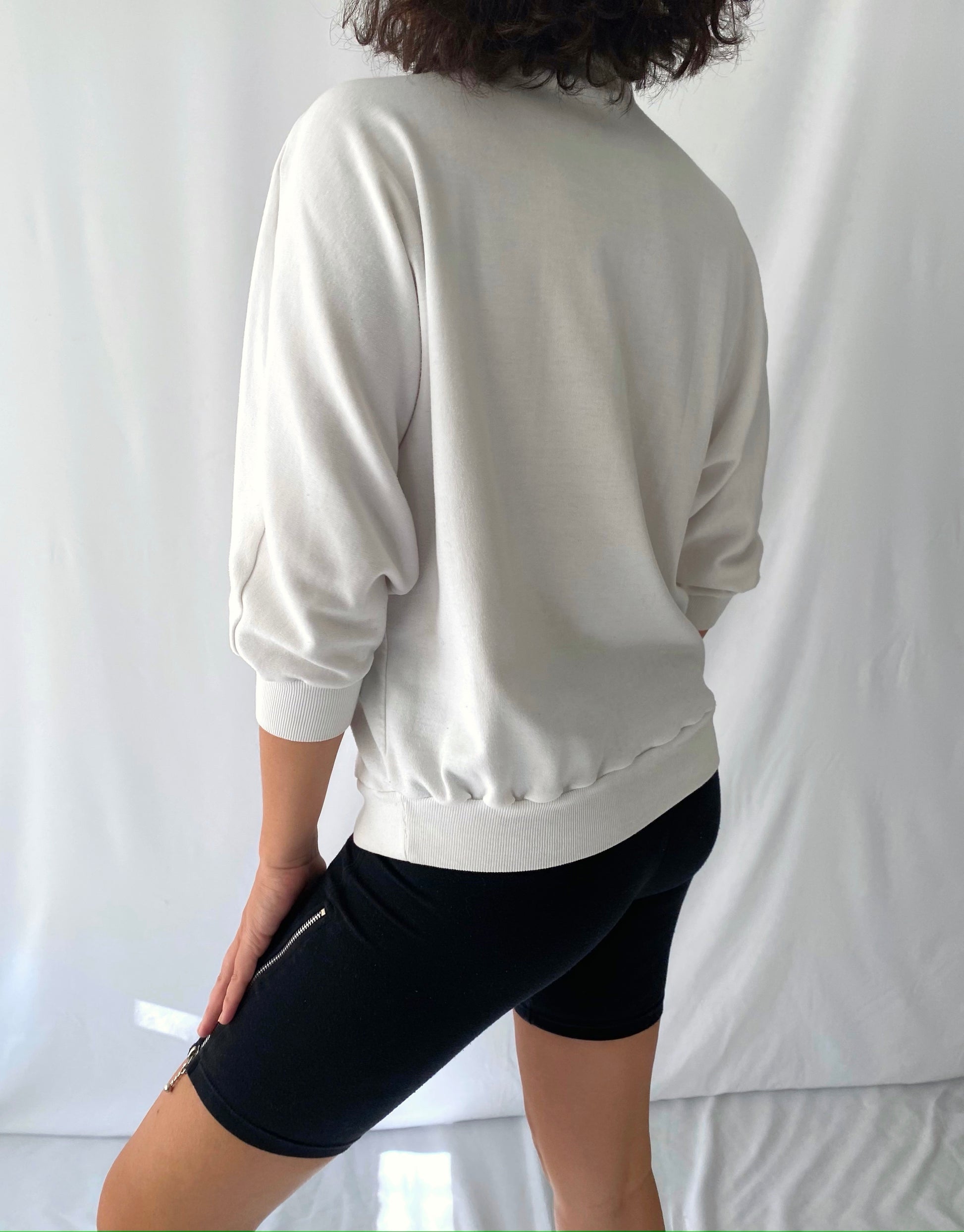 80s vintage white colorful sunflower pullover sweater