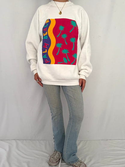 90s vintage palm beach florida graphic unisex pullover sweater