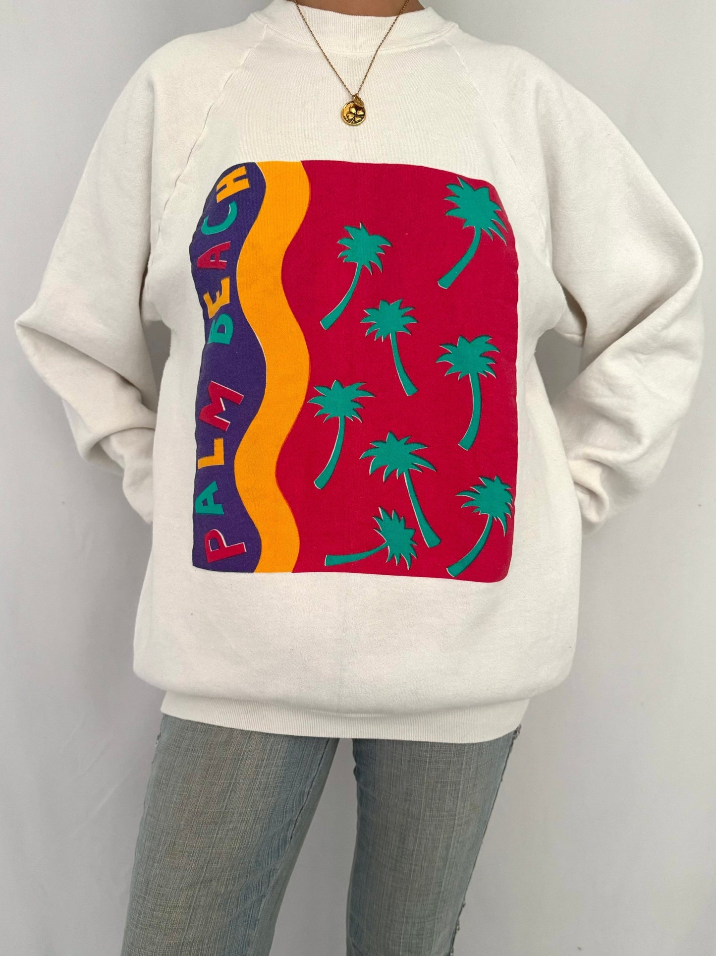 90s vintage palm beach florida graphic unisex pullover sweater