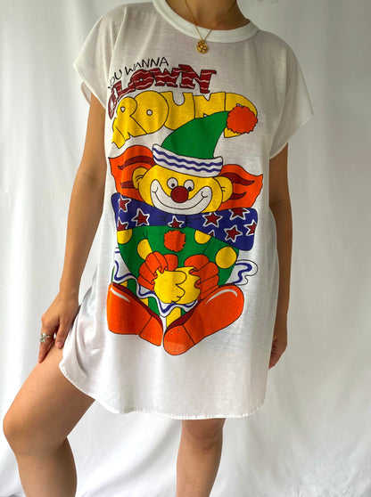 70s vintage rainbow you wanna clown around sleeveless long top