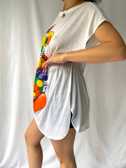 70s vintage rainbow you wanna clown around sleeveless long top