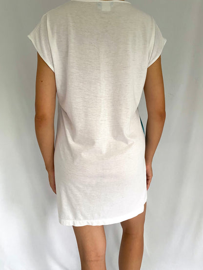 90s vintage white ice cream print sleeveless mini dress