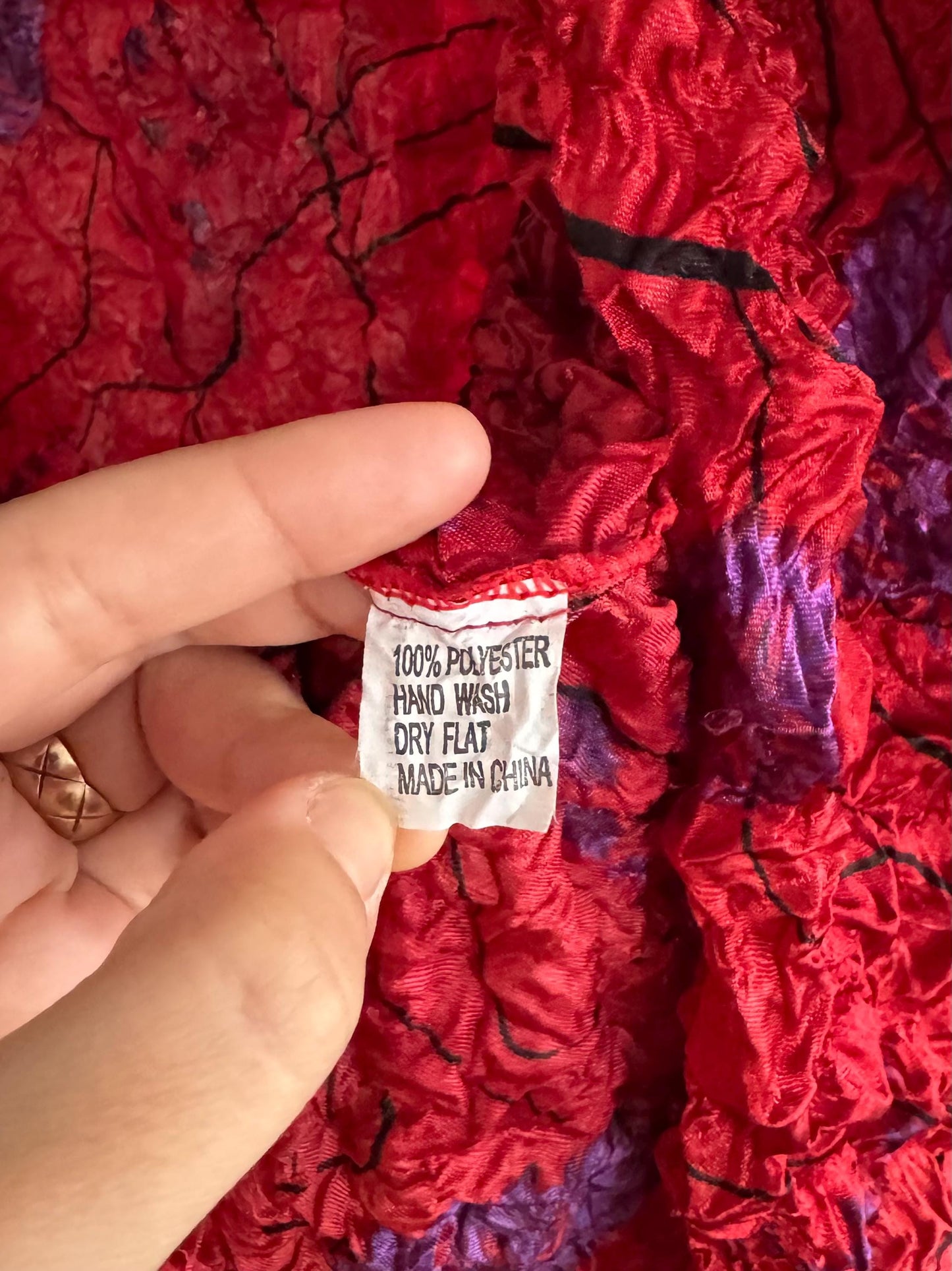 90s vintage red floral print cute ugly popcorn blouse cardigan