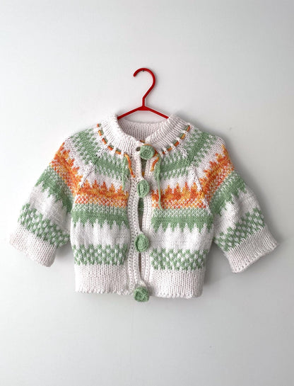 vintage multicolor thick hand knit button up cropped cardigan