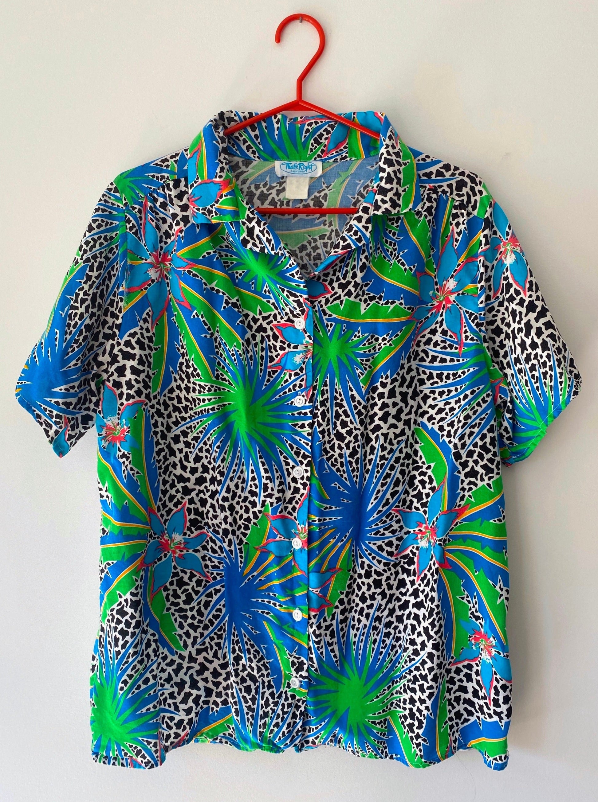 70s vintage tropical colorful short sleeved shirt – medium, large