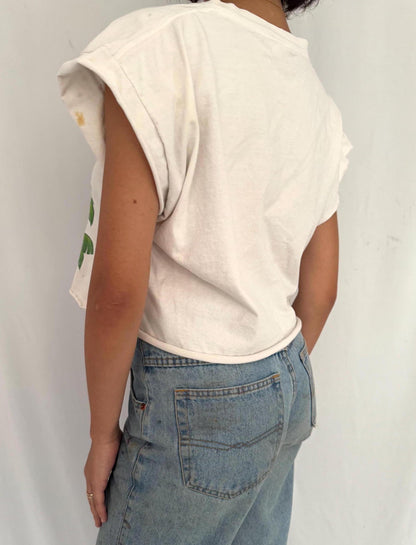 90s vintage colorful animal nature faded graphic cropped tee shirt 