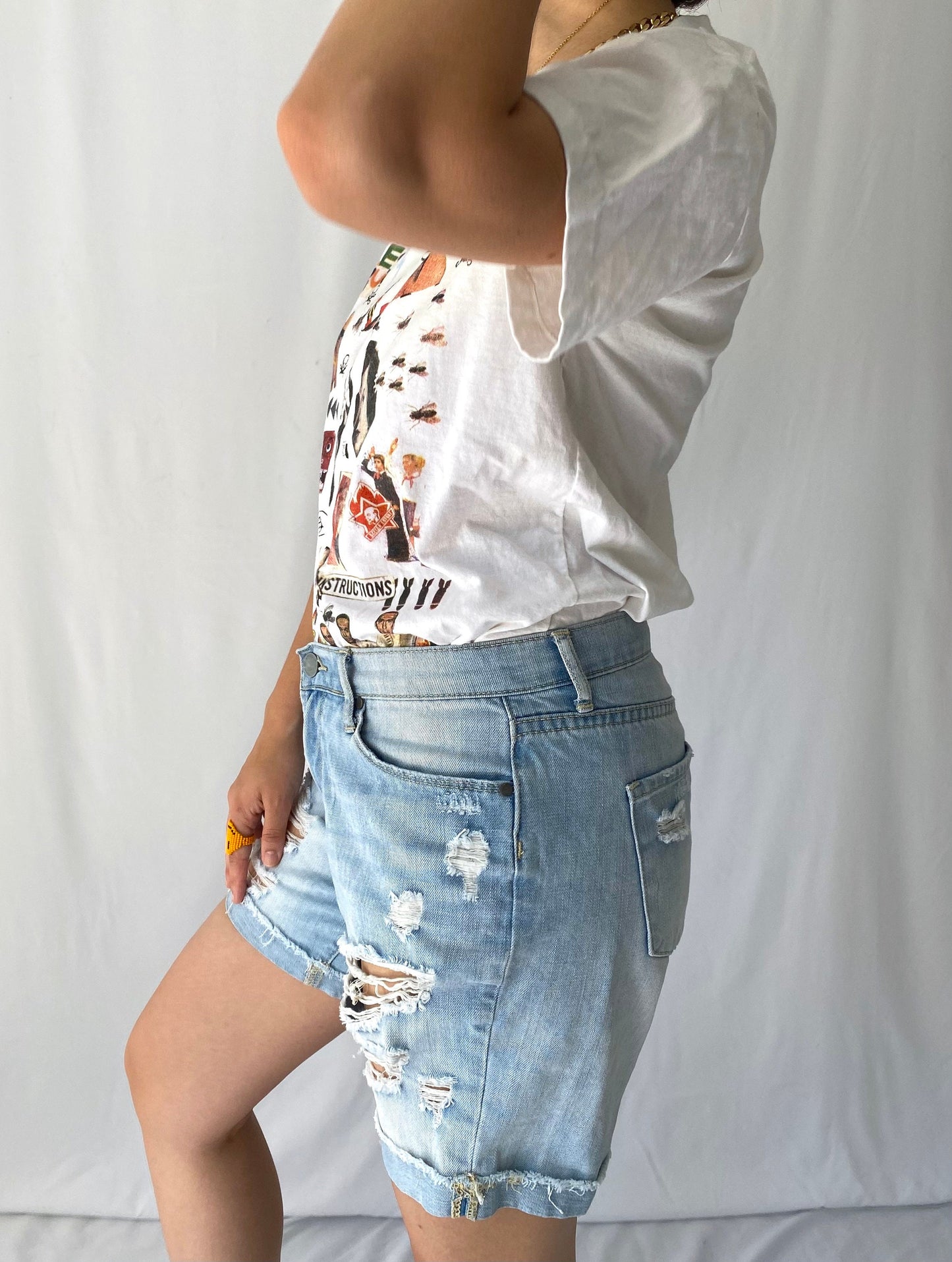y2k vintage graphic collage hippy peace love short sleeve tee shirt