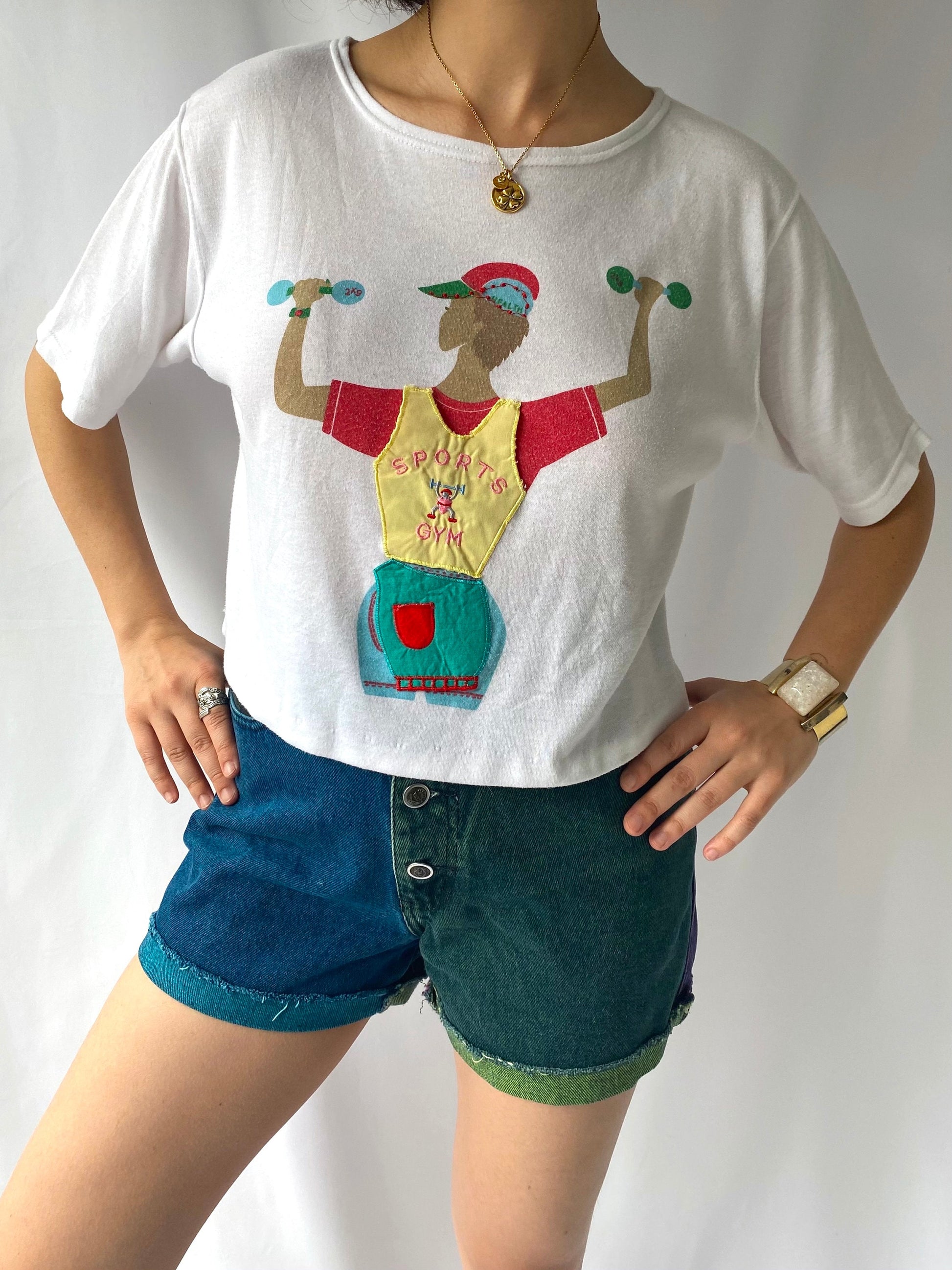 90s vintage white novelty athletic cartoon short sleeved tee shirt