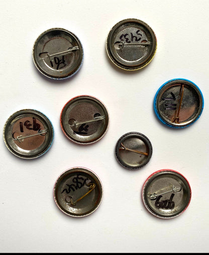 vintage colorful funny novelty metal button pins – set of 8