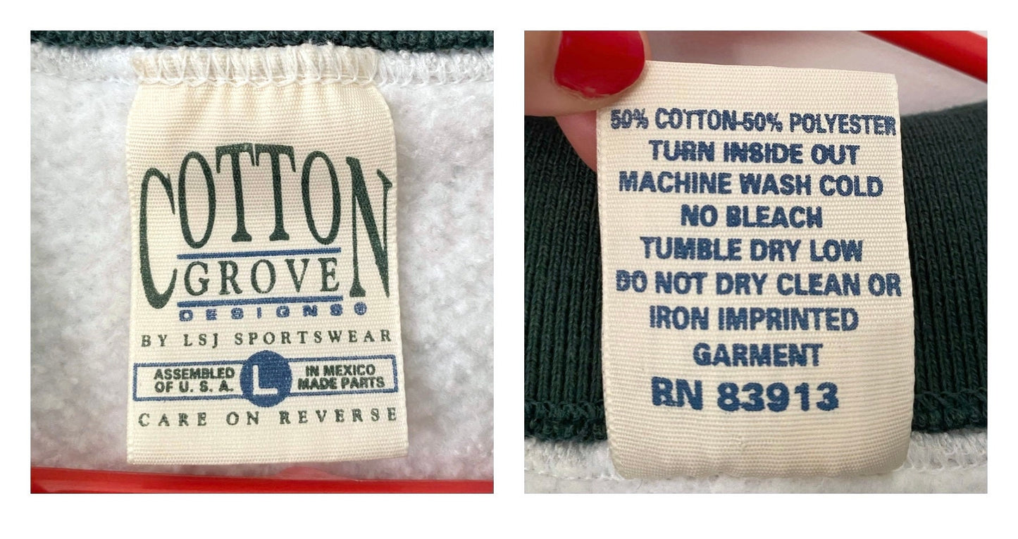 90s vintage grey christmas holiday wreath graphic pullover sweatshirt – large