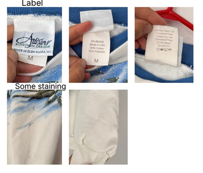 90s vintage wolf animal snowy winter graphic pullover sweatshirt – small medium