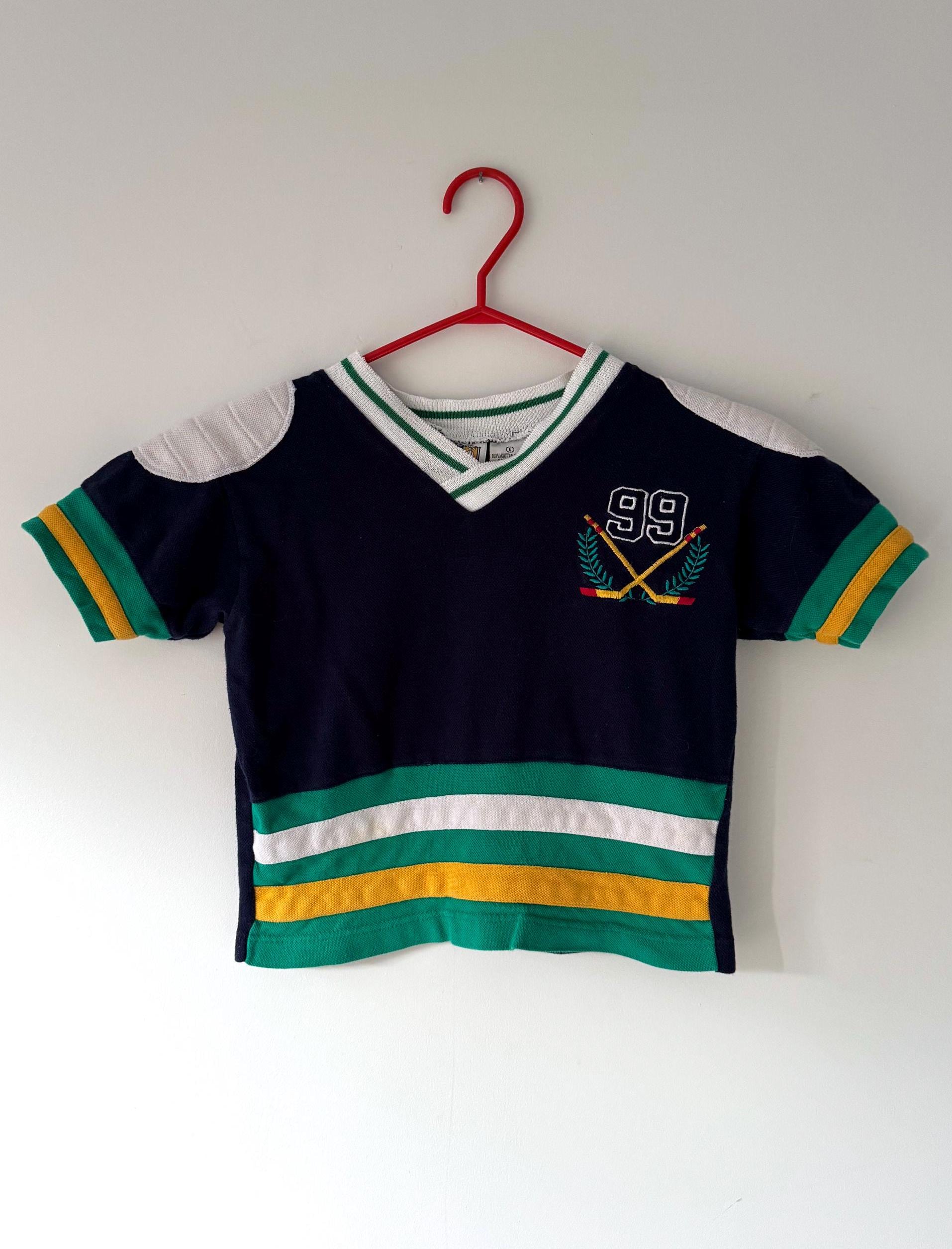 90s vintage multicolor striped hockey embroidered crop top