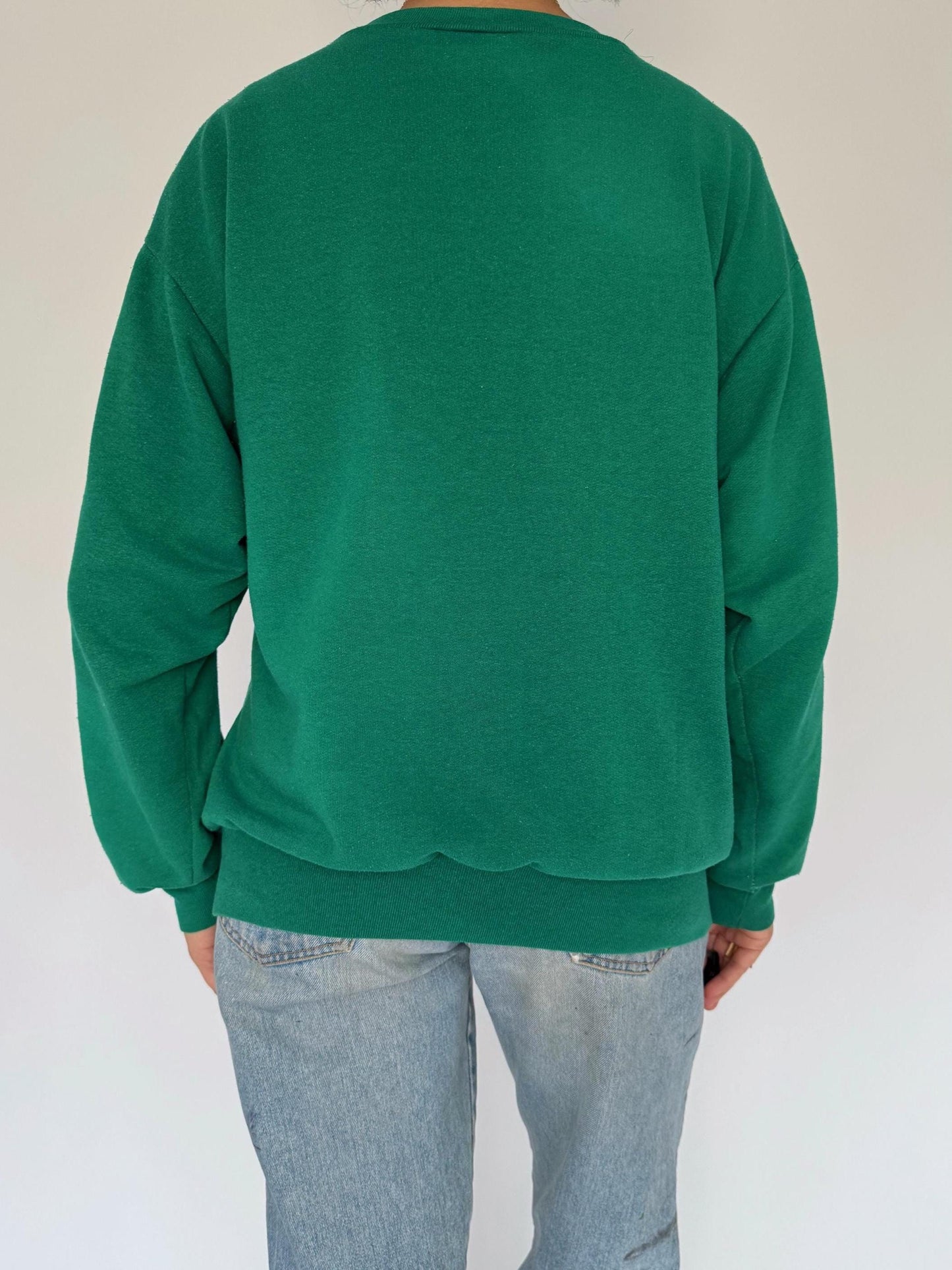 80s vintage green winter outdoor christmas graphic pullover sweater – medium large