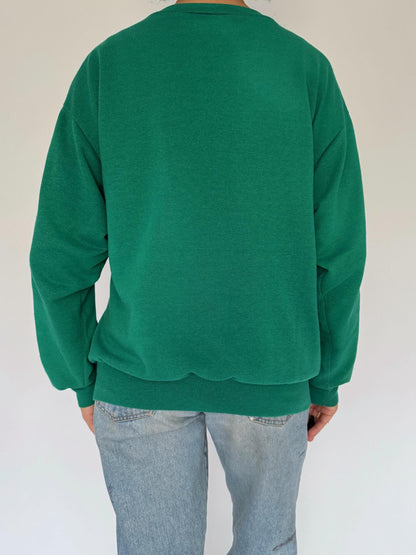 80s vintage green winter outdoor christmas graphic pullover sweater – medium large